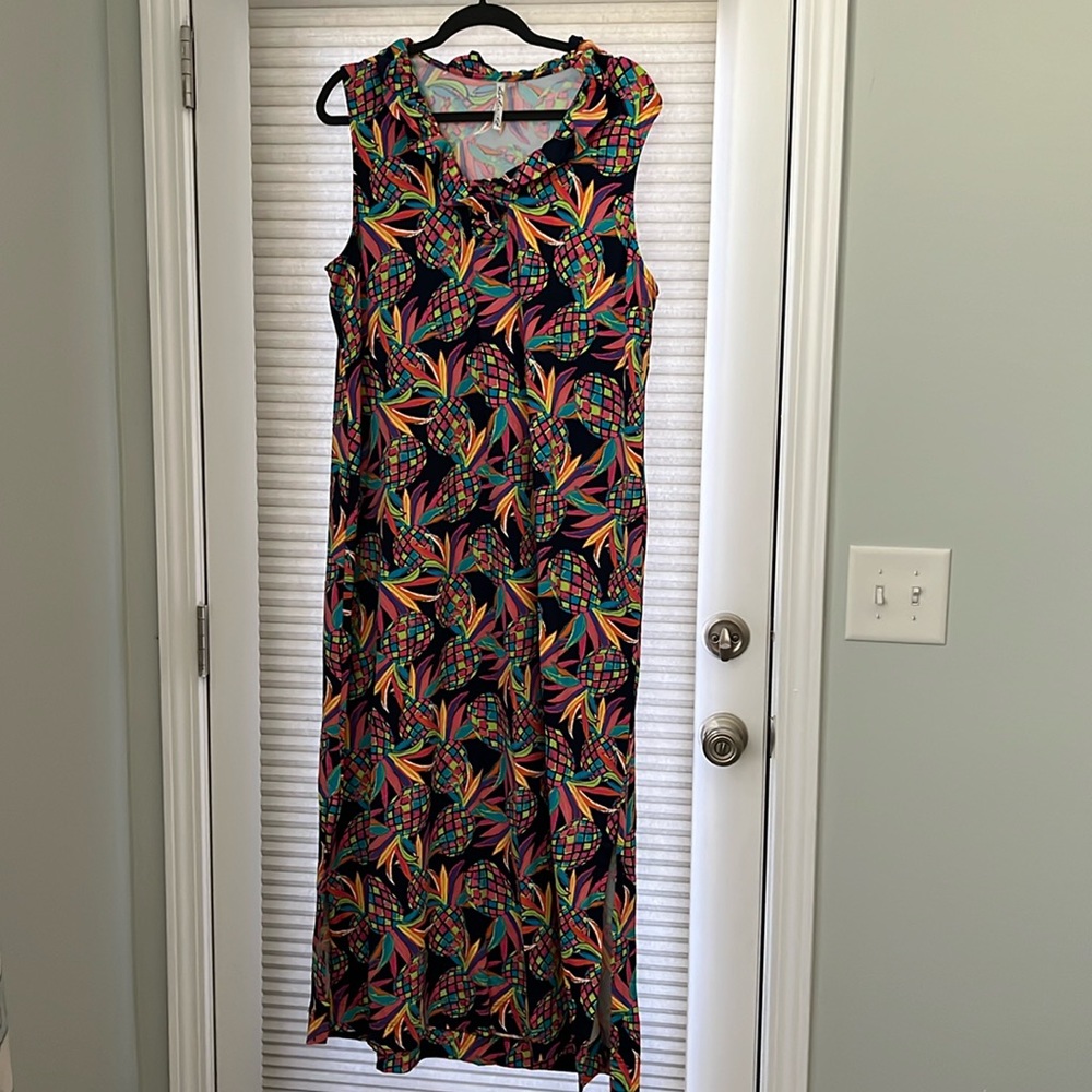 Lulu B Bright Pineapple print Maxi dress Size 1X